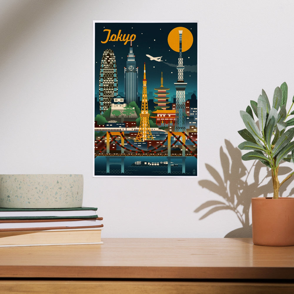 Tokyo, Japan, Retro Skyline, Art & Giclee Prints Art Lantern Press 