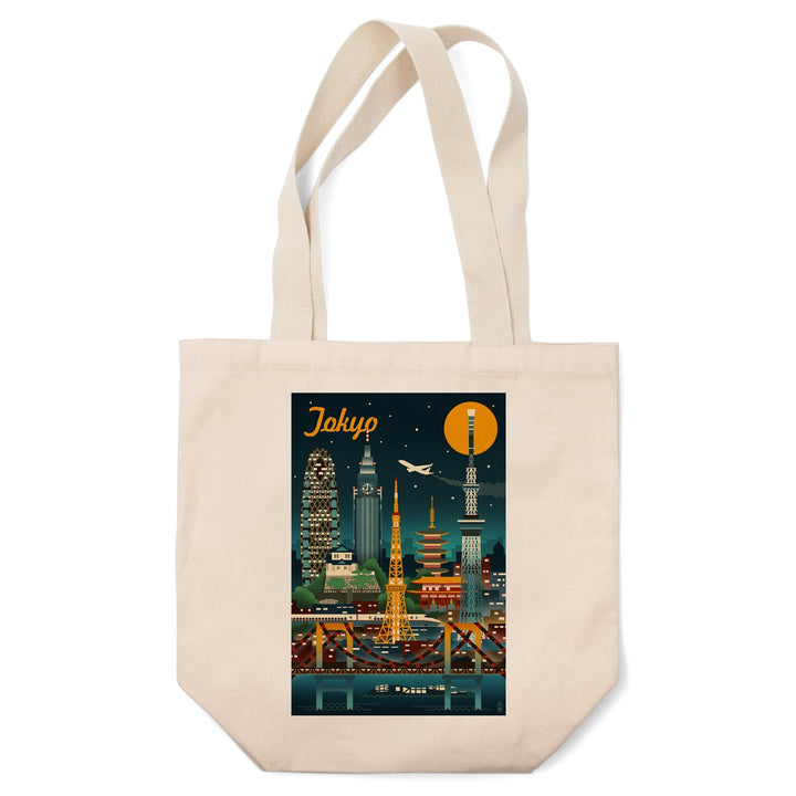 Tokyo, Japan, Retro Skyline, Tote Bag Totes Lantern Press 