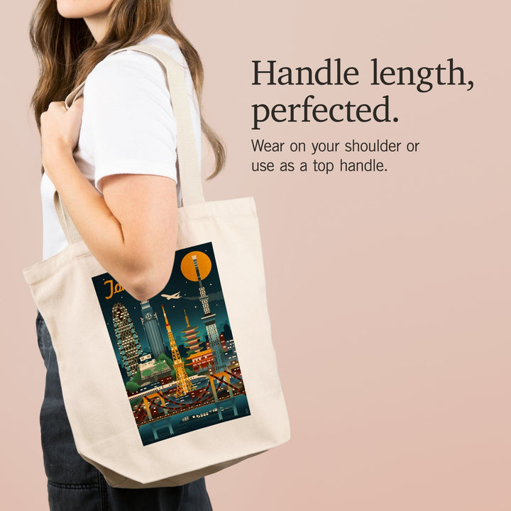 Tokyo, Japan, Retro Skyline, Tote Bag Totes Lantern Press 