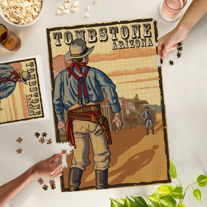 Tombstone, Arizona, Cowboy Standoff, Jigsaw Puzzle Puzzle Lantern Press 
