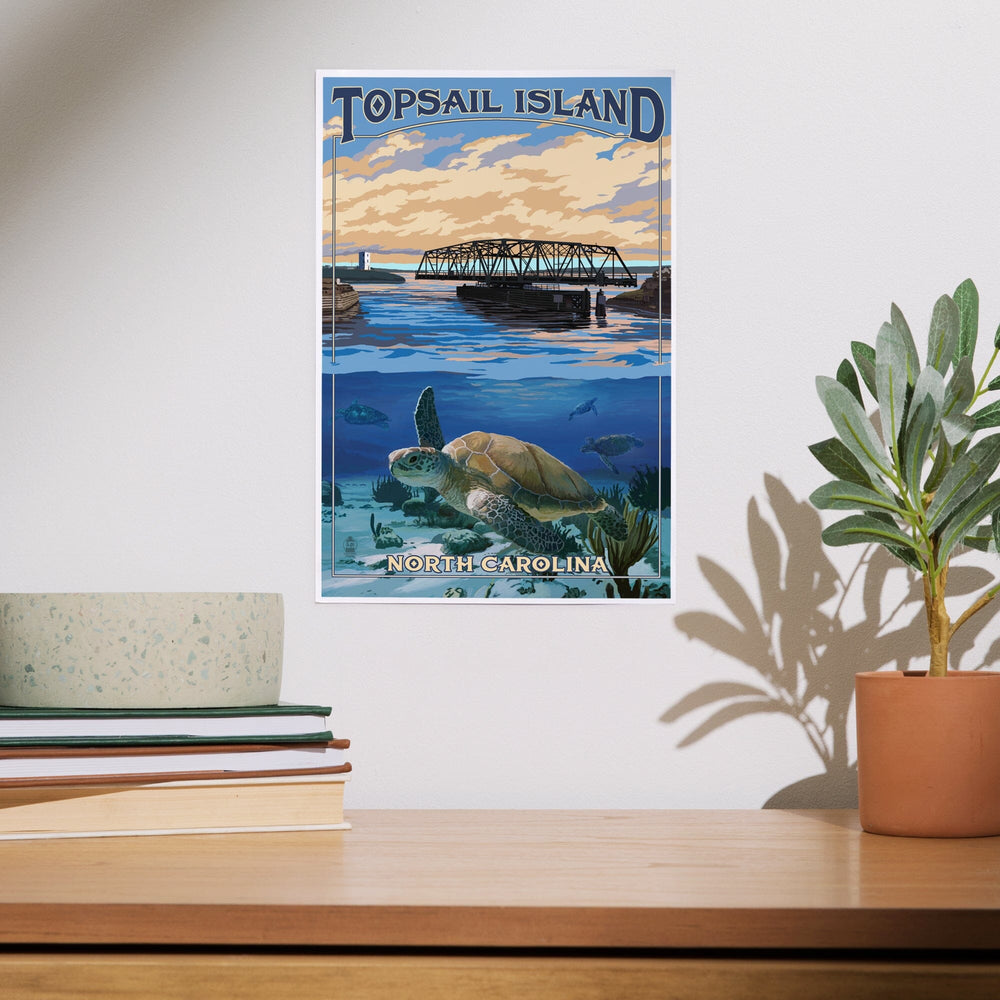 Topsail Island, North Carolina, Bridge View, Art & Giclee Prints Art Lantern Press 