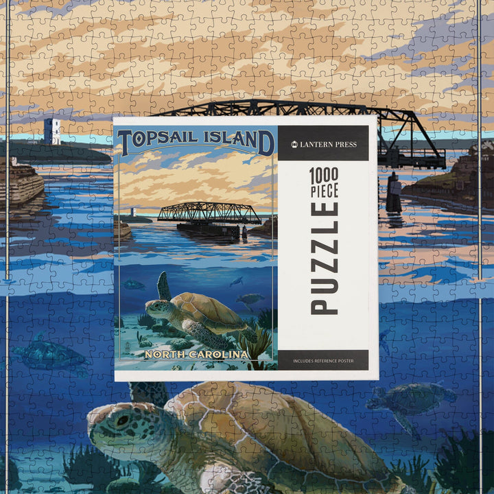 Topsail Island, North Carolina, Bridge View, Jigsaw Puzzle Puzzle Lantern Press 