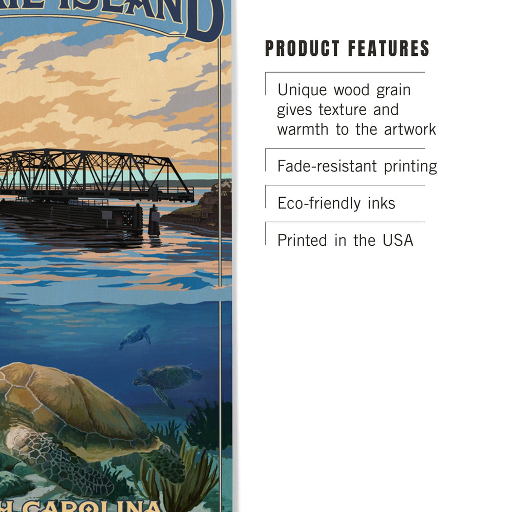 Topsail Island, North Carolina, Bridge View, Lantern Press Artwork, Wood Signs and Postcards Wood Lantern Press 