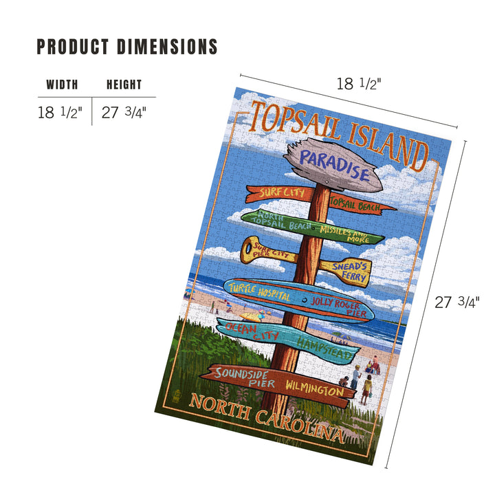 Topsail Island, North Carolina, Destination Sign, Jigsaw Puzzle Puzzle Lantern Press 
