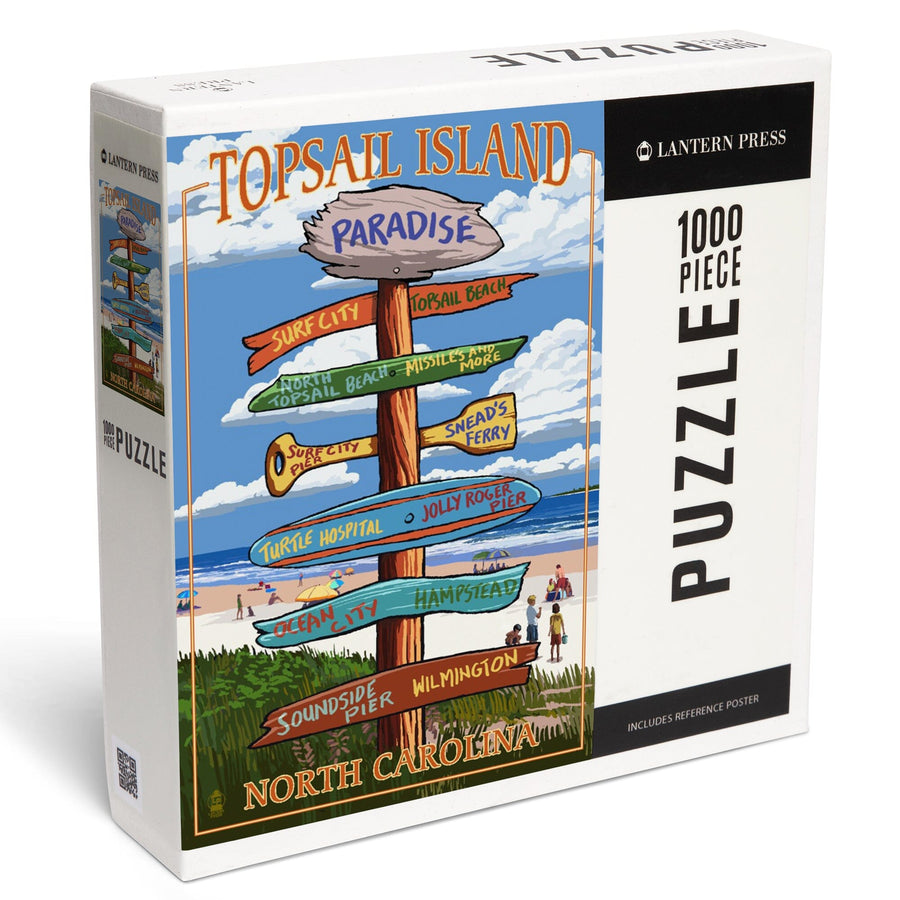 Topsail Island, North Carolina, Destination Sign, Jigsaw Puzzle Puzzle Lantern Press 
