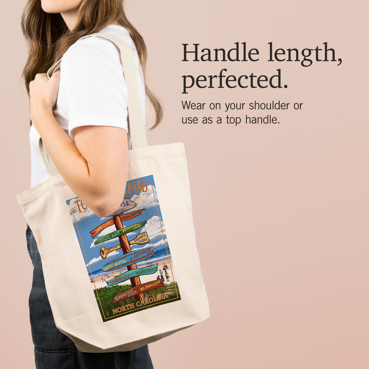 Topsail Island, North Carolina, Destination Sign, Tote Bag Totes Lantern Press 
