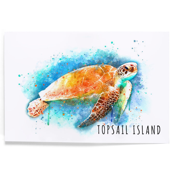 Topsail Island, North Carolina, Sea Turtle, Watercolor, Art & Giclee Prints Art Lantern Press 