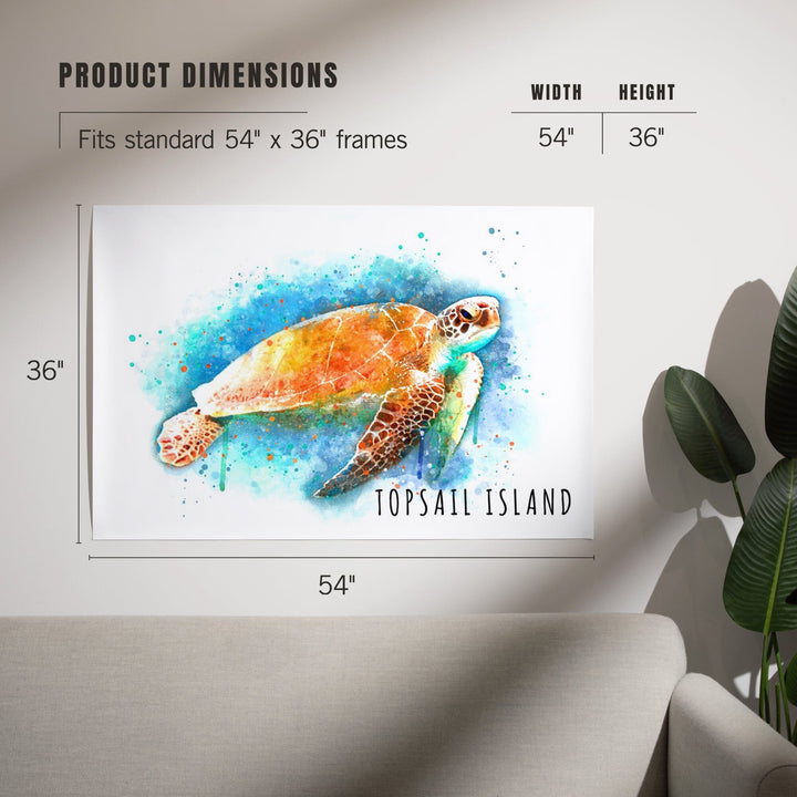 Topsail Island, North Carolina, Sea Turtle, Watercolor, Art & Giclee Prints Art Lantern Press 