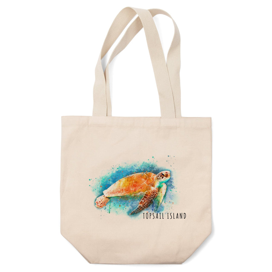 Topsail Island, North Carolina, Sea Turtle, Watercolor, Lantern Press Artwork, Tote Bag Totes Lantern Press 