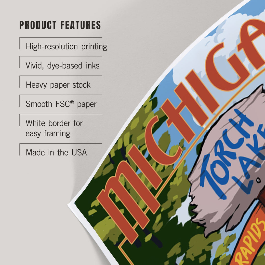 Torch Lake, Michigan, Destinations Sign, Art & Giclee Prints Art Lantern Press 