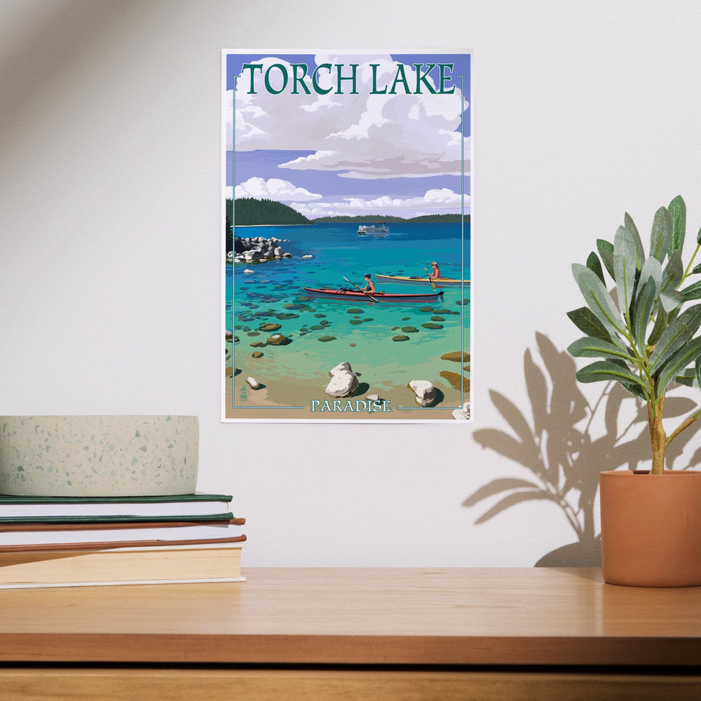 Torch Lake, Michigan, Kayakers, Art & Giclee Prints Art Lantern Press 