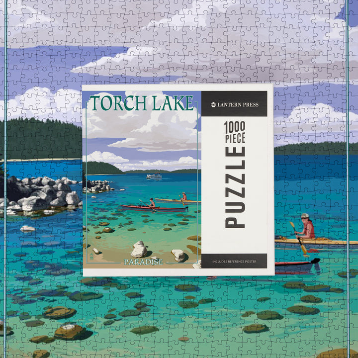 Torch Lake, Michigan, Kayakers, Jigsaw Puzzle Puzzle Lantern Press 