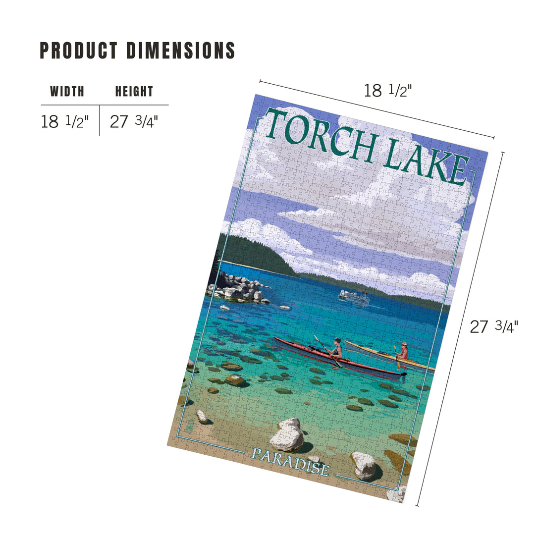 Torch Lake, Michigan, Kayakers, Jigsaw Puzzle Puzzle Lantern Press 