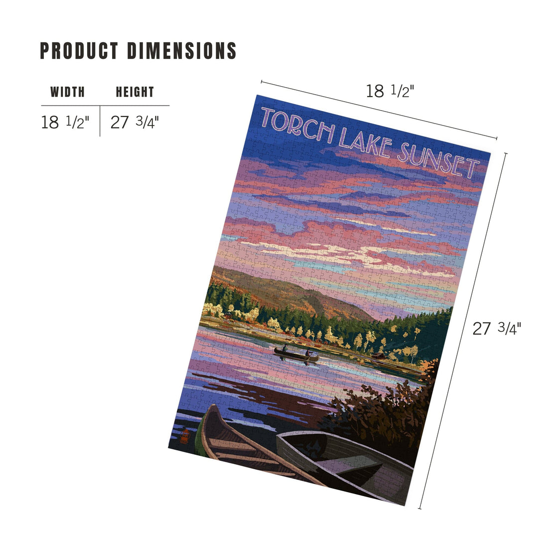Torch Lake, Michigan, Lake Scene at Dusk, Jigsaw Puzzle Puzzle Lantern Press 