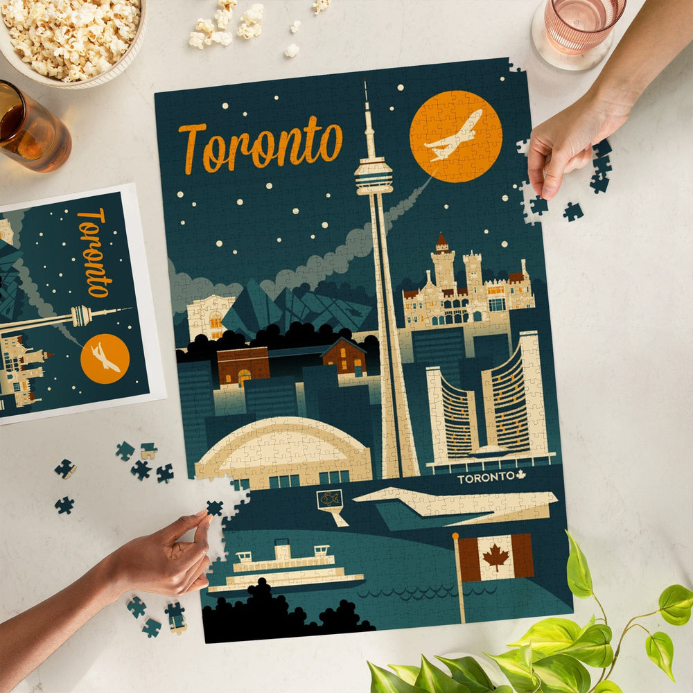 Toronto, Canada, Retro Skyline, Jigsaw Puzzle Puzzle Lantern Press 