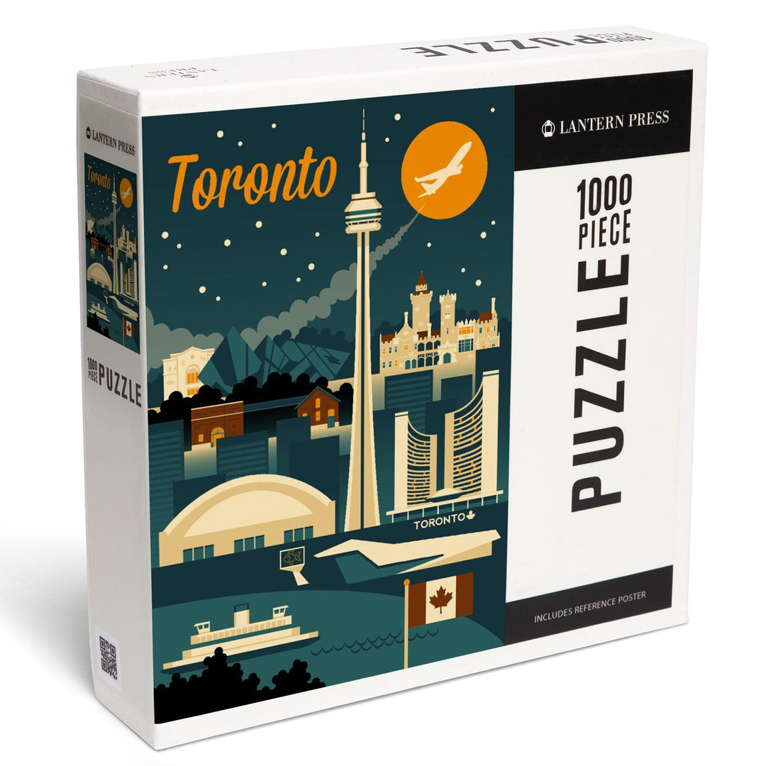 Toronto, Canada, Retro Skyline, Jigsaw Puzzle Puzzle Lantern Press 