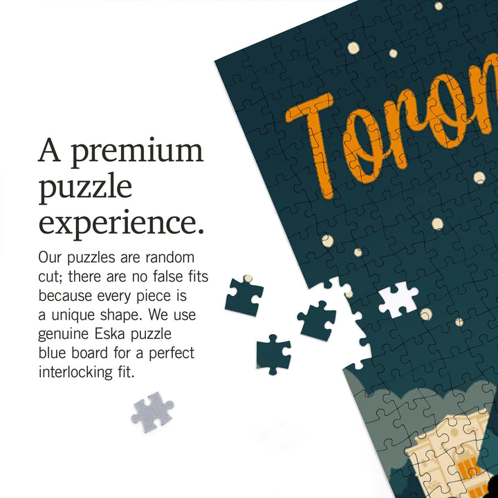 Toronto, Canada, Retro Skyline, Jigsaw Puzzle Puzzle Lantern Press 