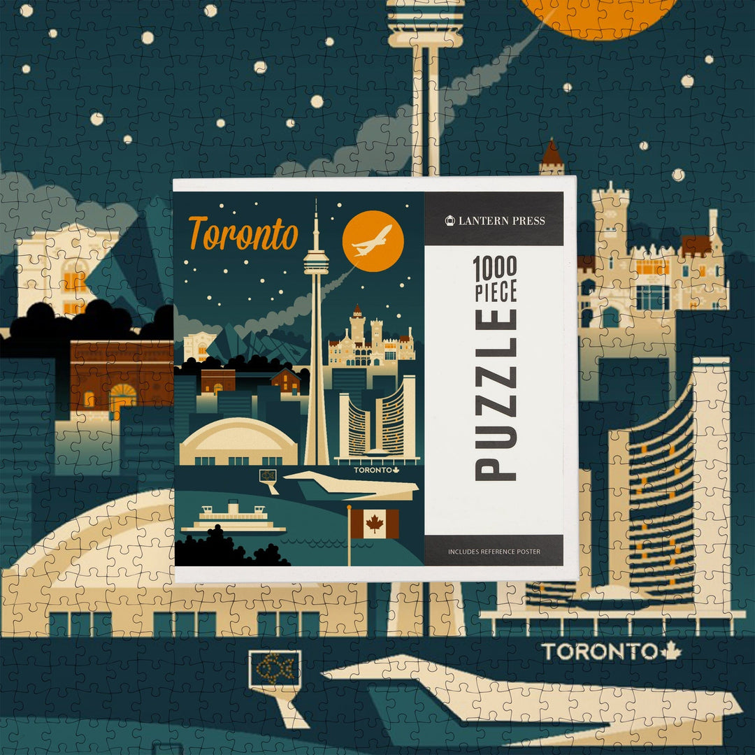 Toronto, Canada, Retro Skyline, Jigsaw Puzzle Puzzle Lantern Press 