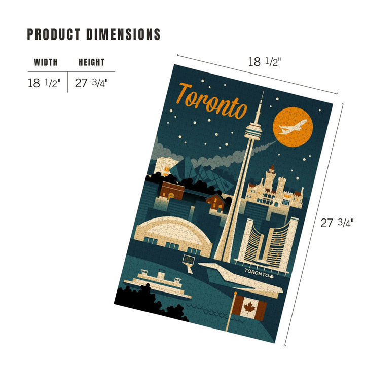 Toronto, Canada, Retro Skyline, Jigsaw Puzzle Puzzle Lantern Press 