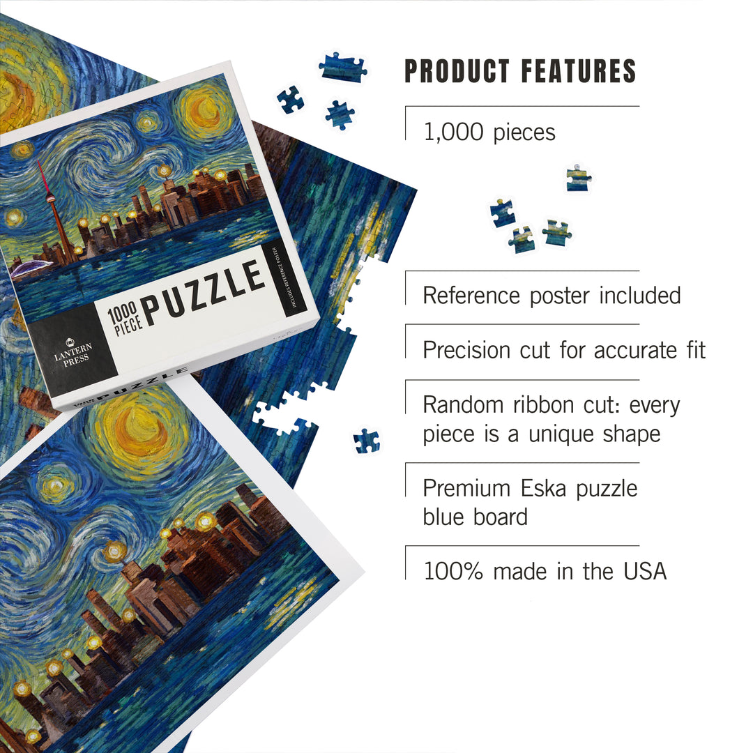 Toronto, Ontario, Starry Night City Series, Jigsaw Puzzle Puzzle Lantern Press 