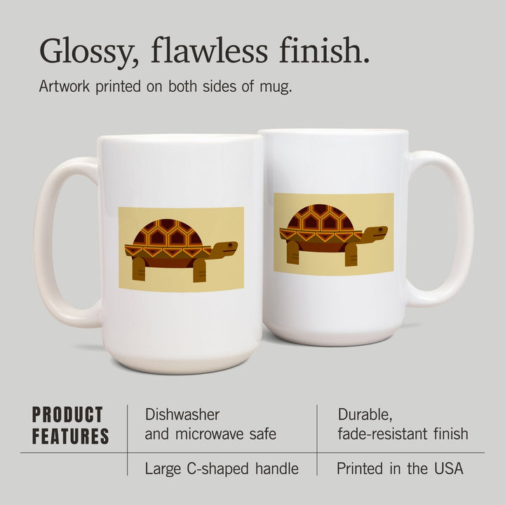 Tortoise, Geometric, Contour, Lantern Press Artwork, Ceramic Mug Mugs Lantern Press 