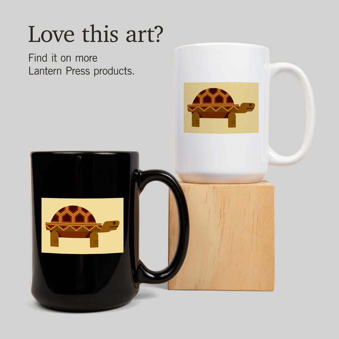 Tortoise, Geometric, Contour, Lantern Press Artwork, Ceramic Mug Mugs Lantern Press 