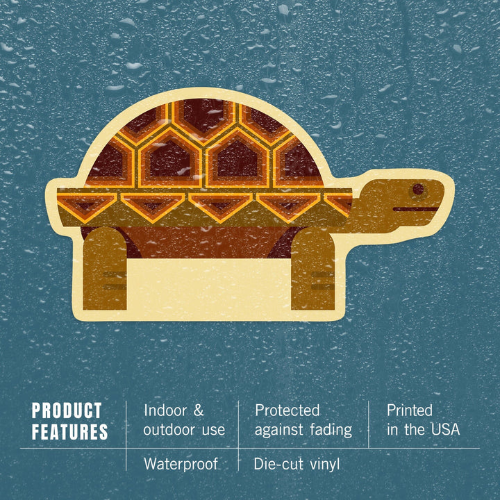Tortoise, Geometric, Contour, Lantern Press Artwork, Vinyl Sticker Sticker Lantern Press 
