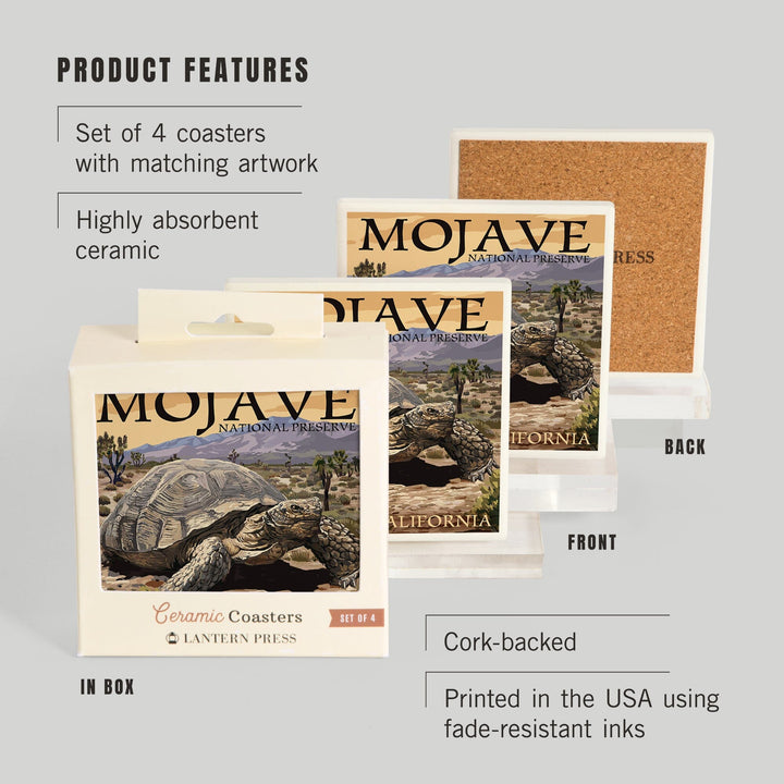 Tortoise, Mojave National Preserve, California, Coasters Coasters Lantern Press 