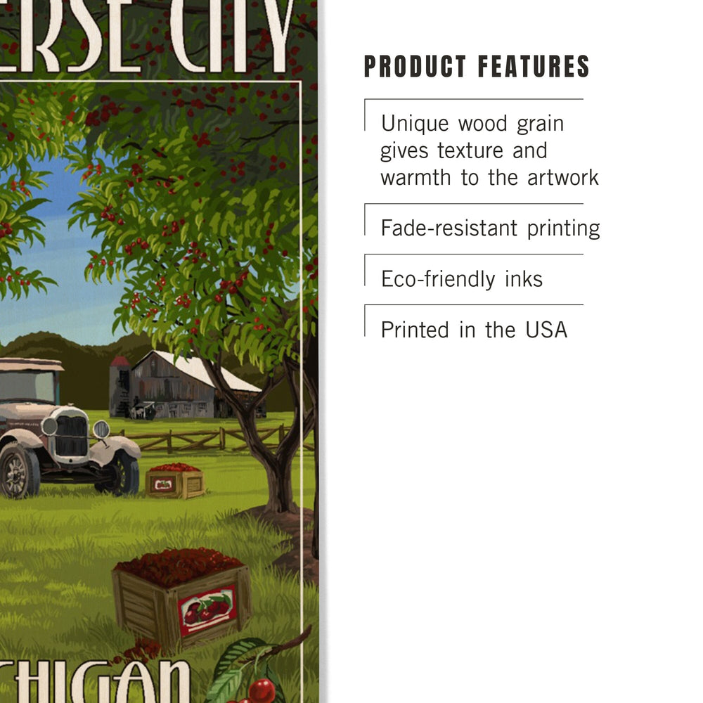 Traverse City, Michigan, Cherry Orchard Harvest, Lantern Press Artwork, Wood Signs and Postcards Wood Lantern Press 