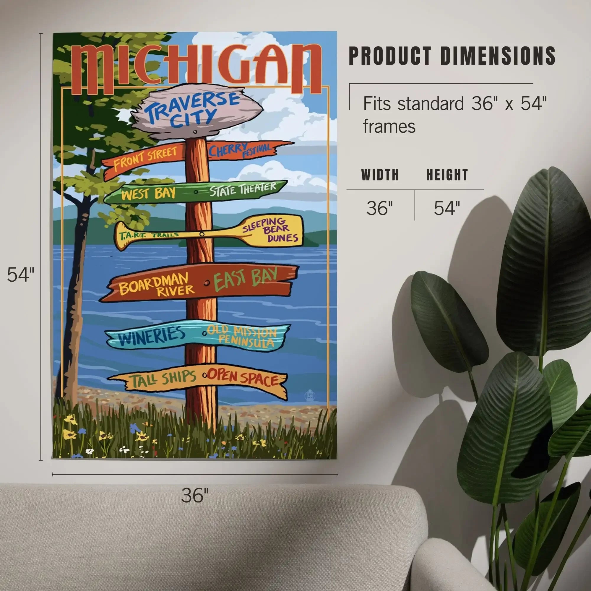 Traverse City, Michigan, Destinations Sign art prints, metal signs