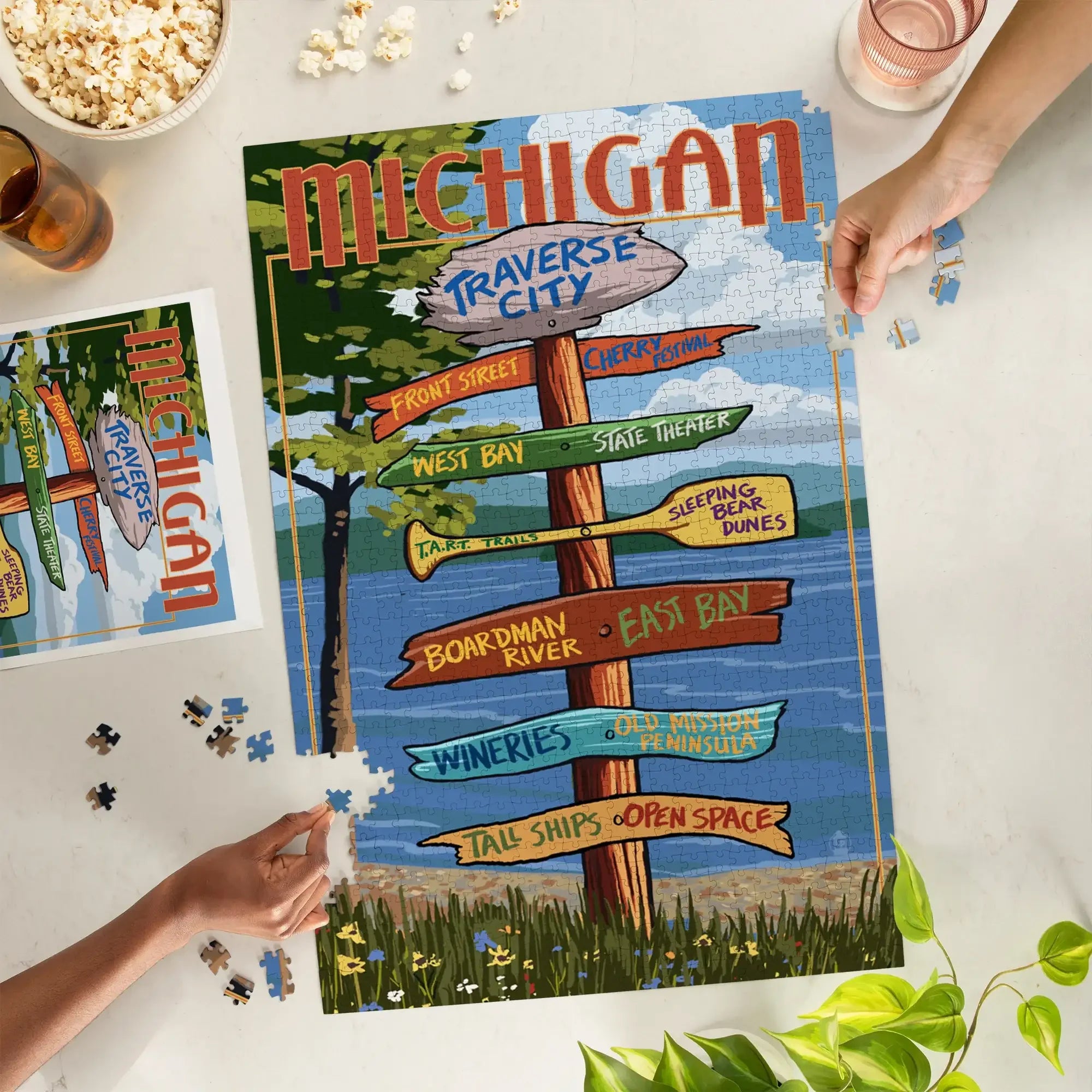 Traverse City, Michigan, Destinations Sign, 1000 piece jigsaw