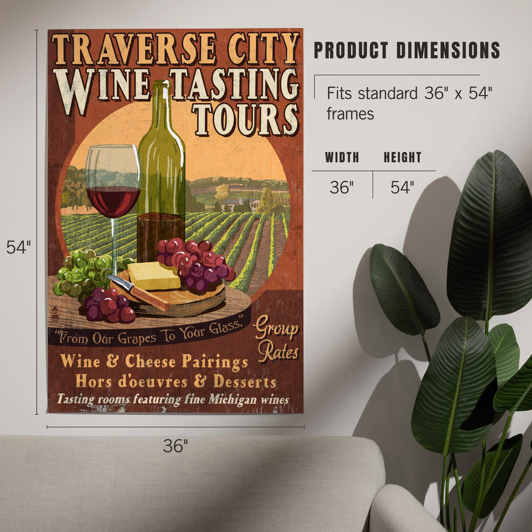 Traverse City, Michigan, Wine Tasting Vintage Sign, Art & Giclee Prints Art Lantern Press 