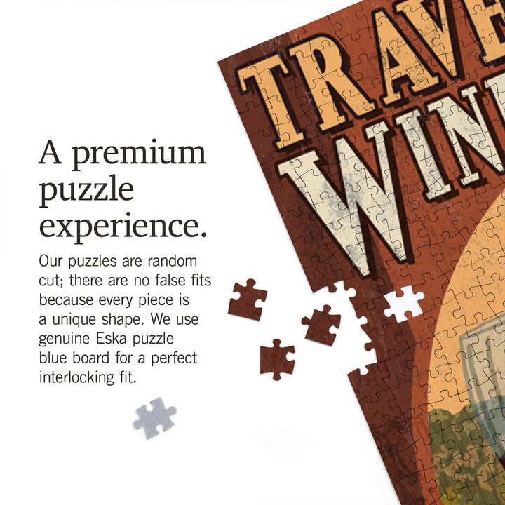 Traverse City, Michigan, Wine Tasting Vintage Sign, Jigsaw Puzzle Puzzle Lantern Press 