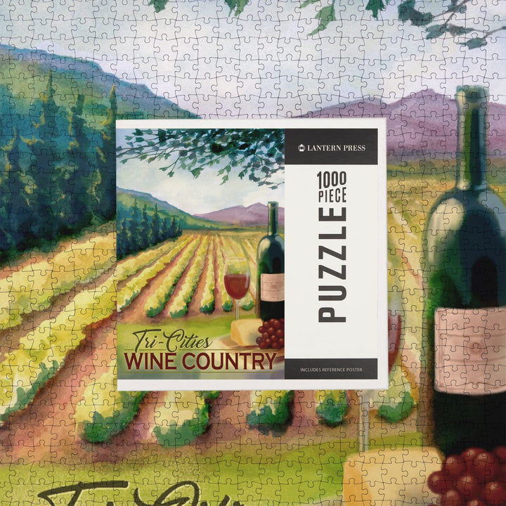 Tri-Cities, Washington Wine Country, Vineyard Scene, Jigsaw Puzzle Puzzle Lantern Press 