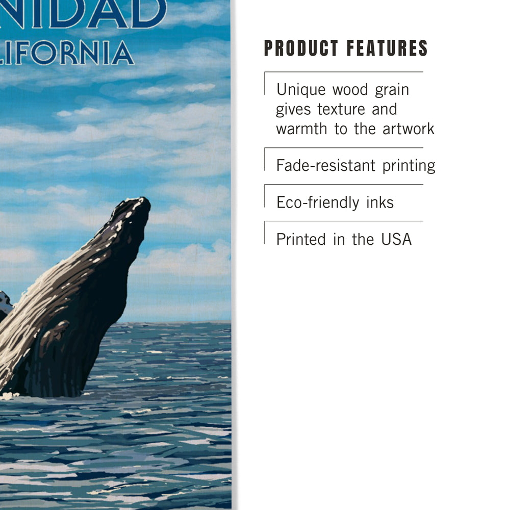 Trinidad, California, Humpback Whale, Wood Signs and Postcards Wood Lantern Press 