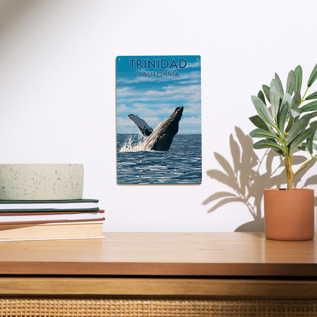 Trinidad, California, Humpback Whale, Wood Signs and Postcards Wood Lantern Press 