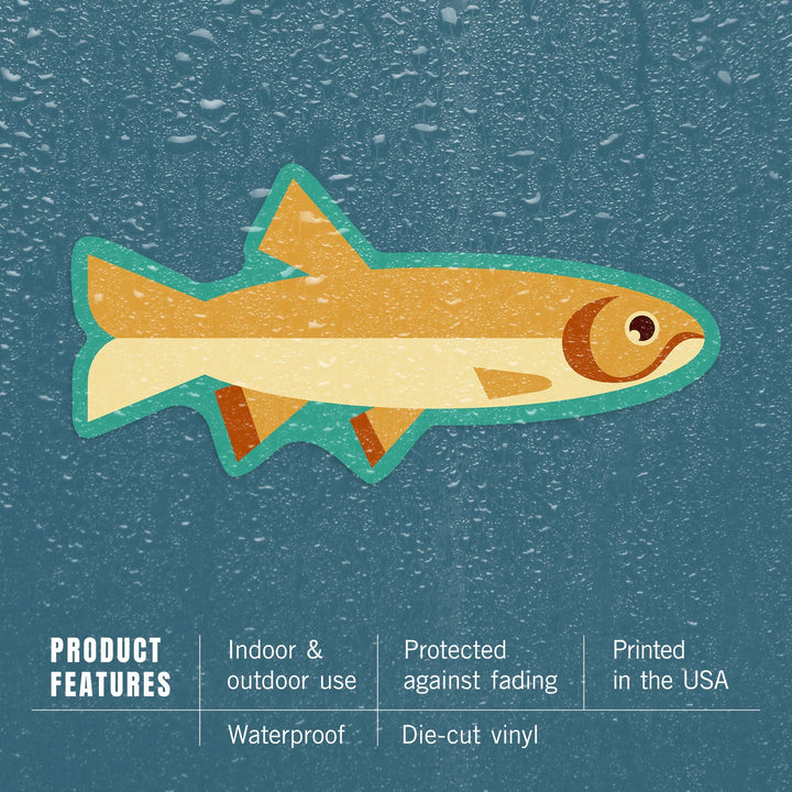 Trout, Geometric, Contour, Vinyl Sticker Sticker Lantern Press 