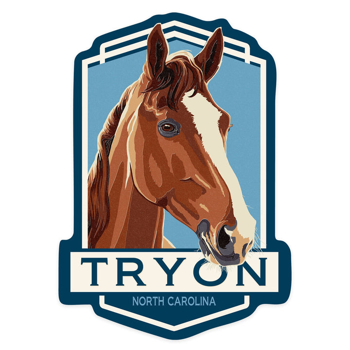 Tryon, North Carolina, Horse, Letterpress, Contour, Vinyl Sticker Sticker Lantern Press 