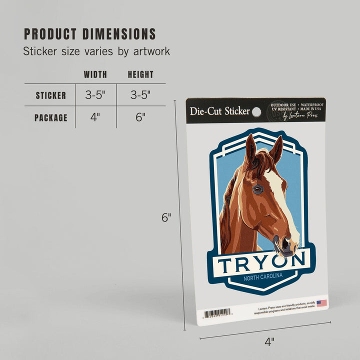 Tryon, North Carolina, Horse, Letterpress, Contour, Vinyl Sticker Sticker Lantern Press 