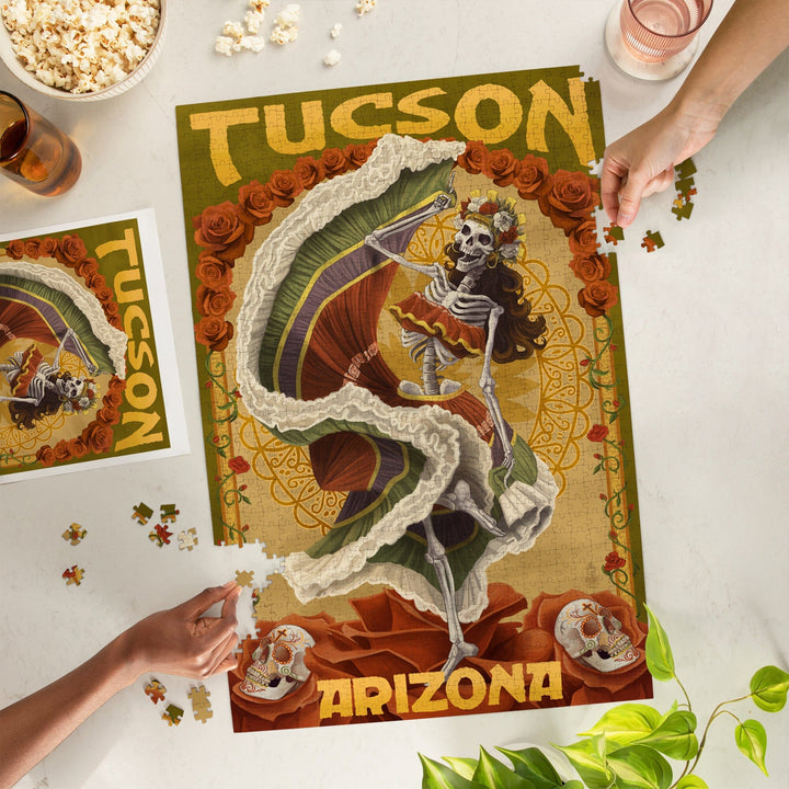 Tucson, Arizona, Day of the Dead Skeleton Dancing, Jigsaw Puzzle Puzzle Lantern Press 