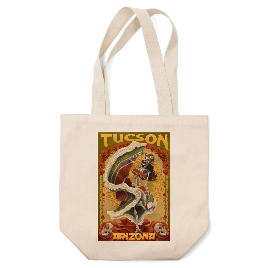 Tucson, Arizona, Day of the Dead Skeleton Dancing, Lantern Press Artwork, Tote Bag Totes Lantern Press 