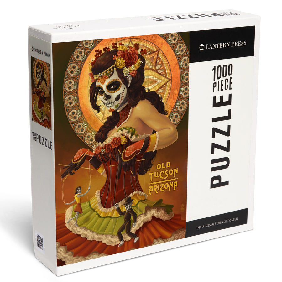 Tucson, Arizona, Day of the Dead, Woman Holding Marionettes, Jigsaw Puzzle Puzzle Lantern Press 