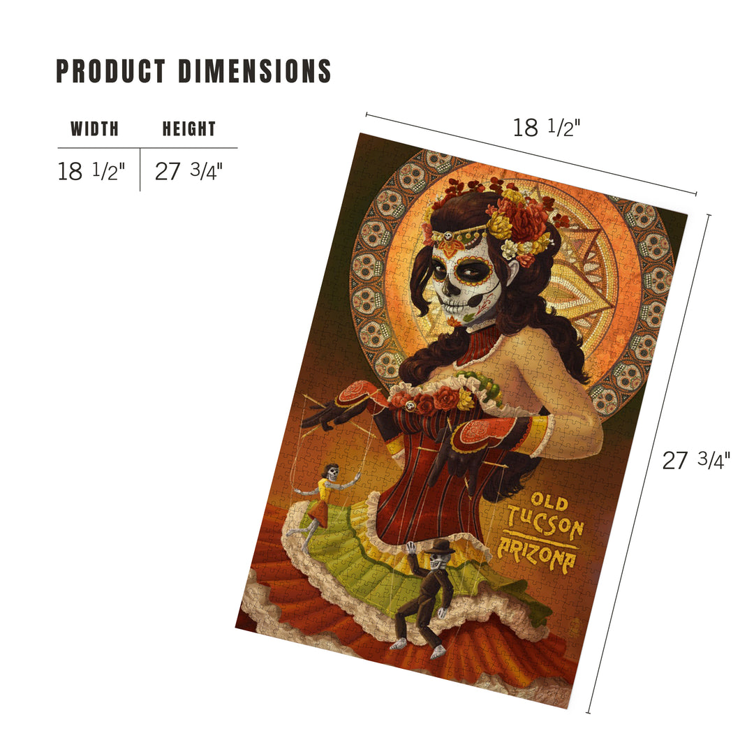 Tucson, Arizona, Day of the Dead, Woman Holding Marionettes, Jigsaw Puzzle Puzzle Lantern Press 