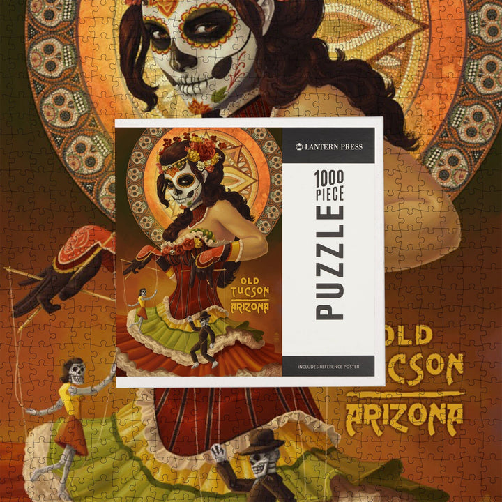 Tucson, Arizona, Day of the Dead, Woman Holding Marionettes, Jigsaw Puzzle Puzzle Lantern Press 