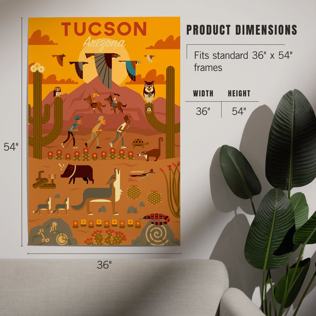 Tucson, Arizona, Geometric, Art & Giclee Prints Art Lantern Press 