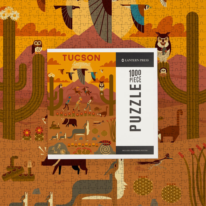 Tucson, Arizona, Geometric, Jigsaw Puzzle Puzzle Lantern Press 