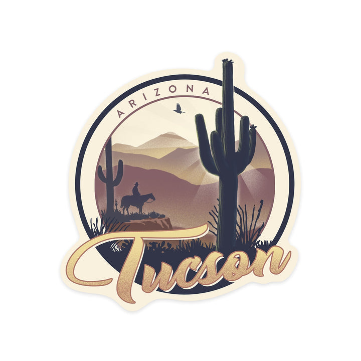 Tucson, Arizona, Lithograph, Contour, Lantern Press Artwork, Vinyl Sticker Sticker Lantern Press 