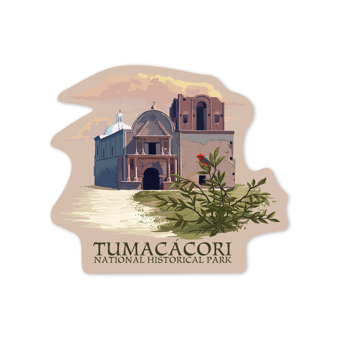 Tumacacori National Historical Park, Arizona, Contour, Vinyl Sticker Sticker Lantern Press 