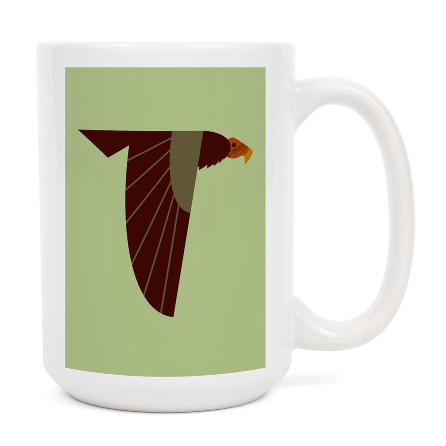 Turkey Vulture, Geometric, Contour, Lantern Press Artwork, Ceramic Mug Mugs Lantern Press 