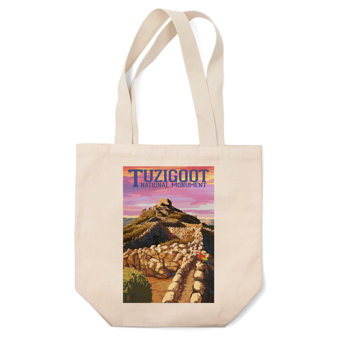 Tuzigoot National Monument, Arizona, Sunset, Lantern Press Artwork, Tote Bag Totes Lantern Press 